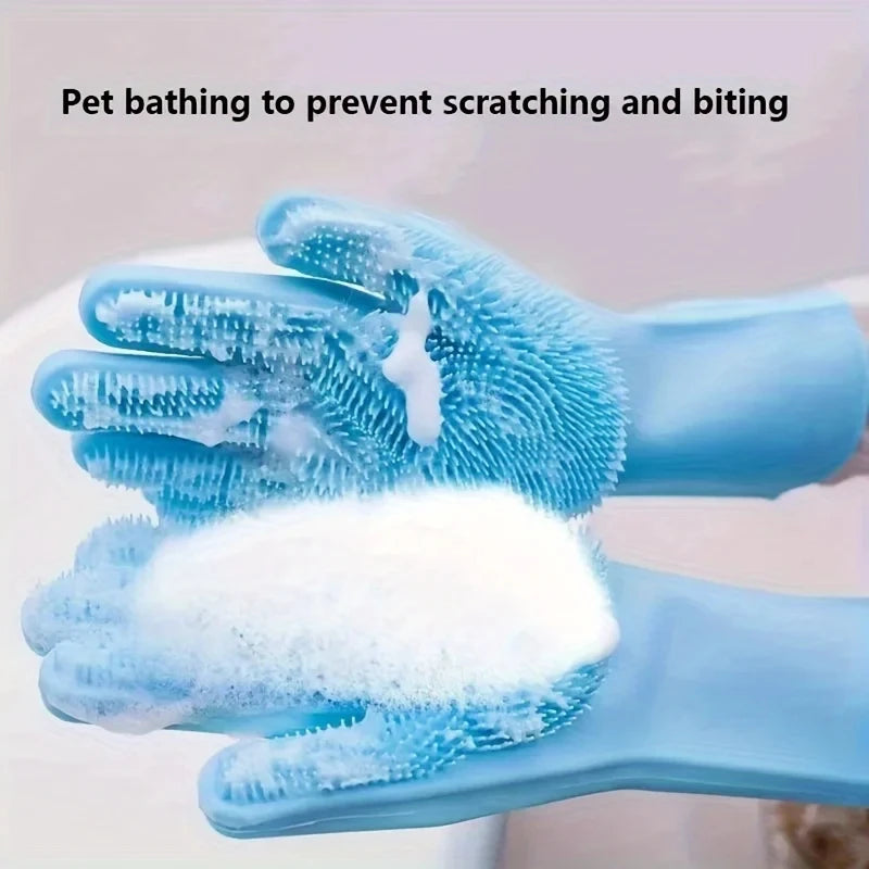 Pet Grooming Glove – Silicone Hair Removal & Bathing