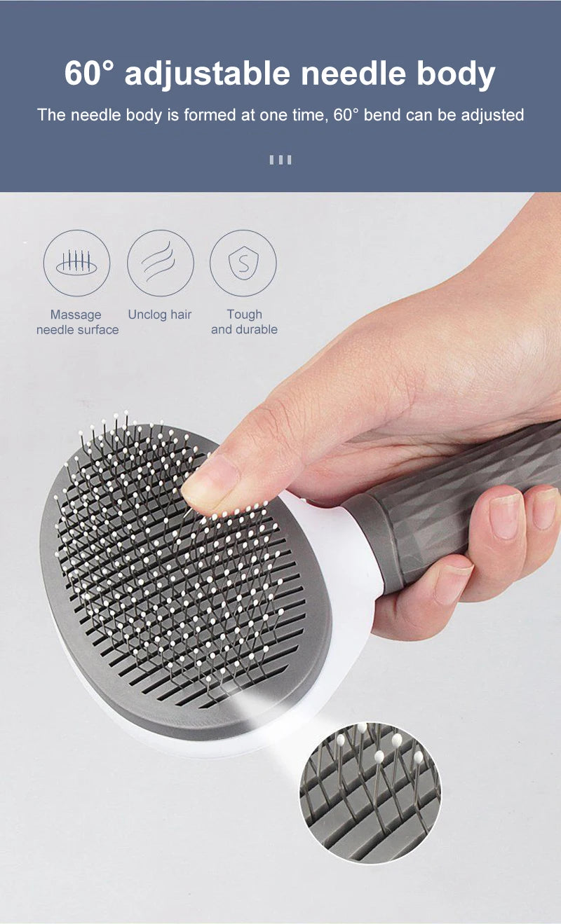 Dog & Cat Grooming Brush – Fur Remover & Massager