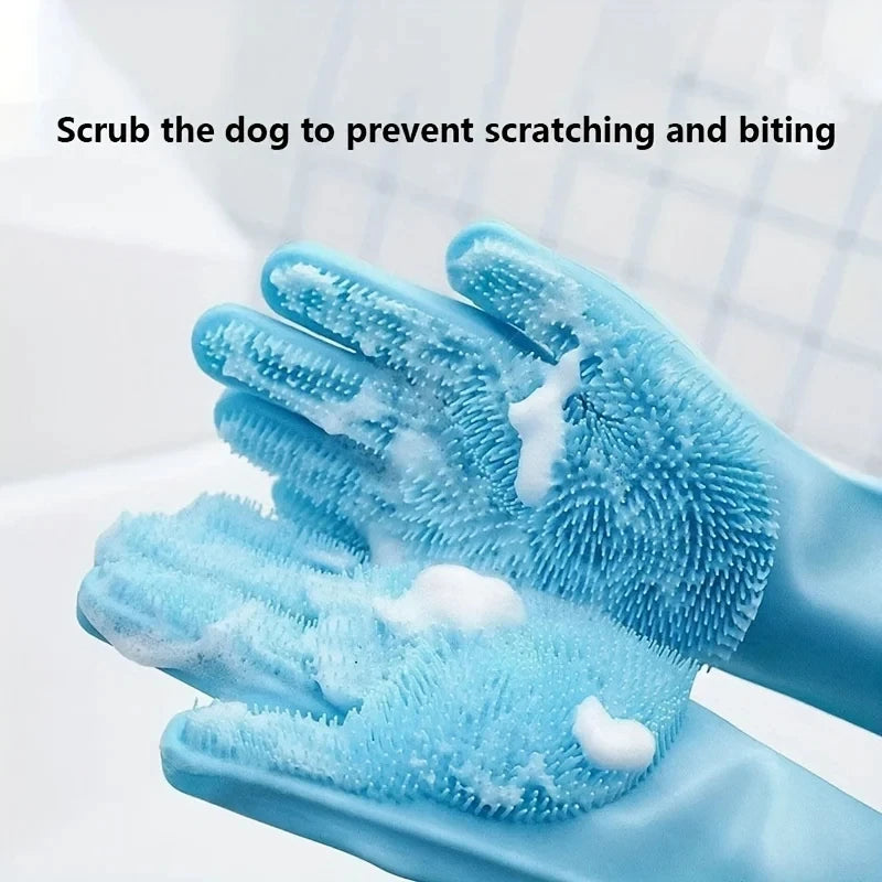 Pet Grooming Glove – Silicone Hair Removal & Bathing