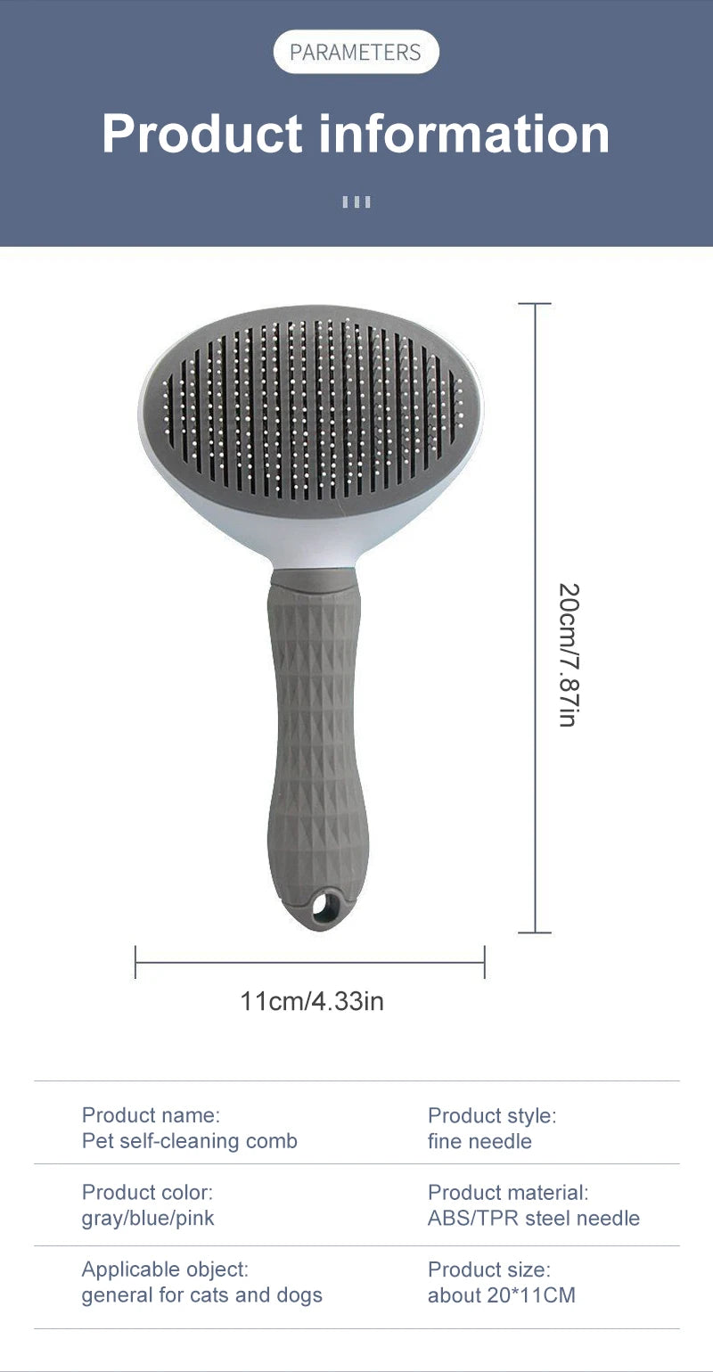 Dog & Cat Grooming Brush – Fur Remover & Massager