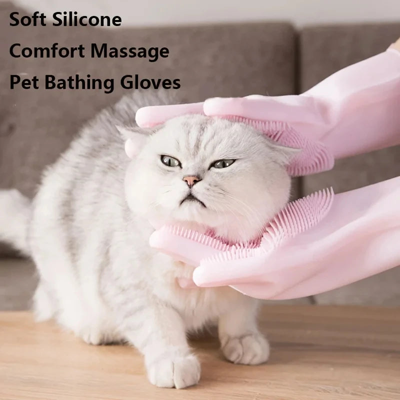 Pet Grooming Glove – Silicone Hair Removal & Bathing