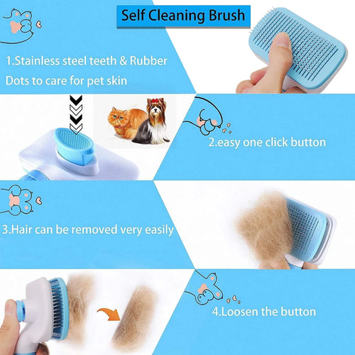 Dog & Cat Grooming Brush – Fur Remover & Massager