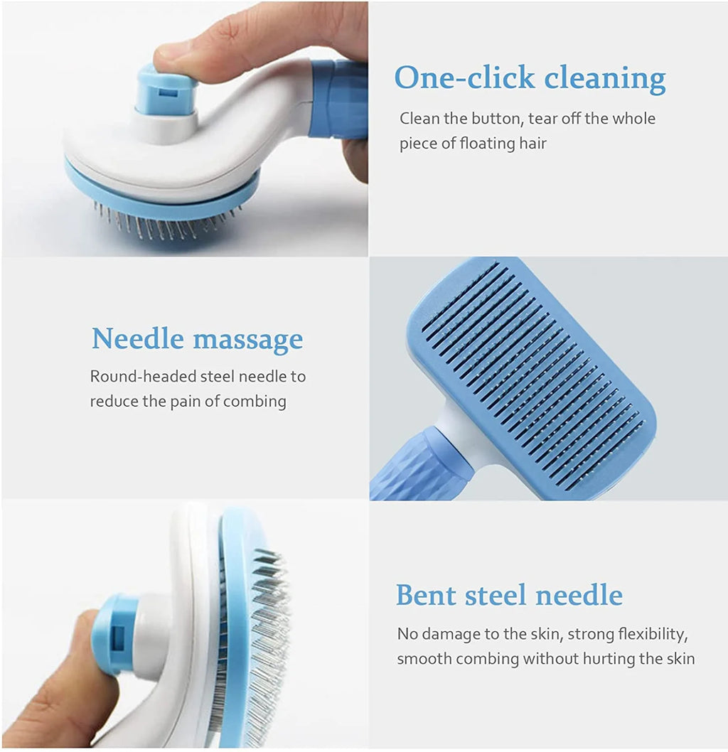 Dog & Cat Grooming Brush – Fur Remover & Massager